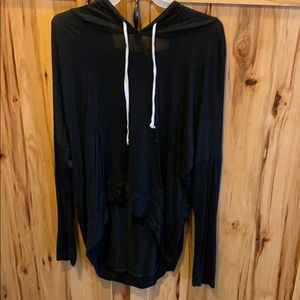 Acemi Black Hooded Long Sleeve Tunic Length Tee, M